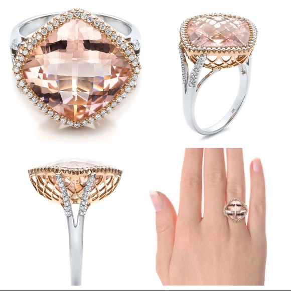 Jewelry - Stunning! Morganite Rose Gold Statement Ring